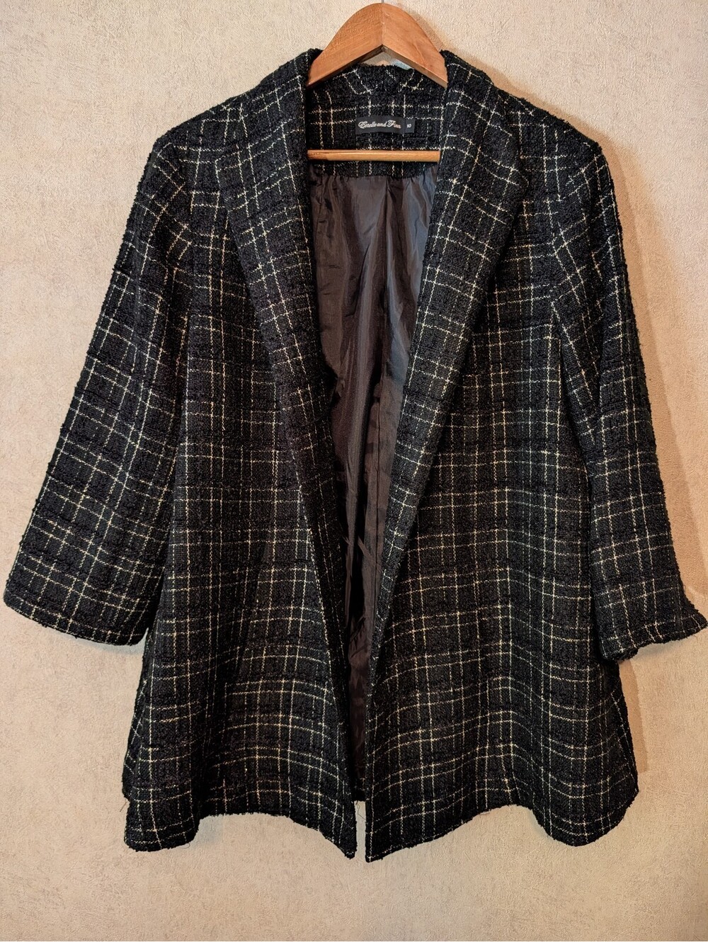 ESTELLE AND FINN black tweed open blazer jacket sz 10